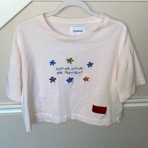 CHNGE Women’s Crop “Mother-nature For President” T-Shirt. Size Medium